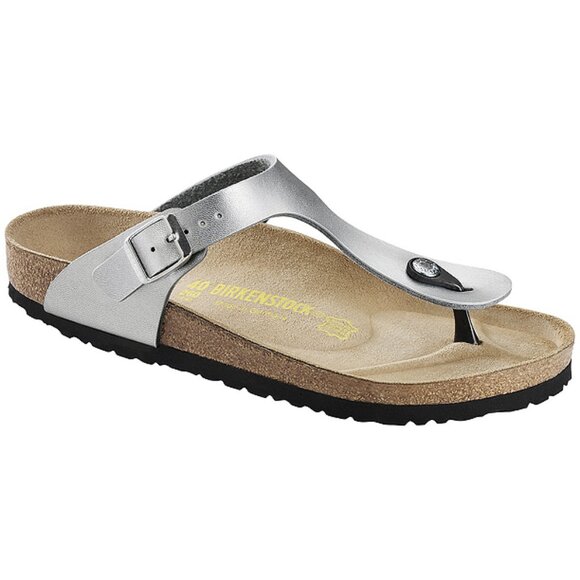 Birkenstock Women's Gizeh Original Footbed Birko-Flor Thong Sandal Silver Sz 38 - Picture 1 of 3